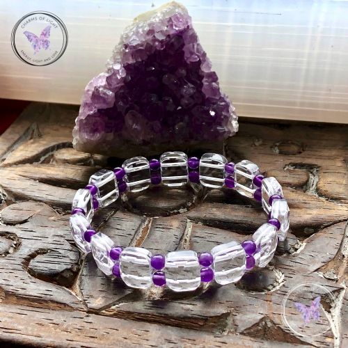 Clear Quartz & Amethyst Stretch Bracelet